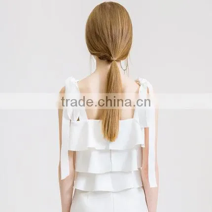 2017 Summer New Top Couture White Strapless Strap All-match Thin Coat Fashion Blouse photo-2