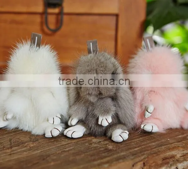 2017 Hot Selling Mink Fur Keyring/Popular Real Fur Ball Mink Fur Rabbit Shpe Keychain photo-3