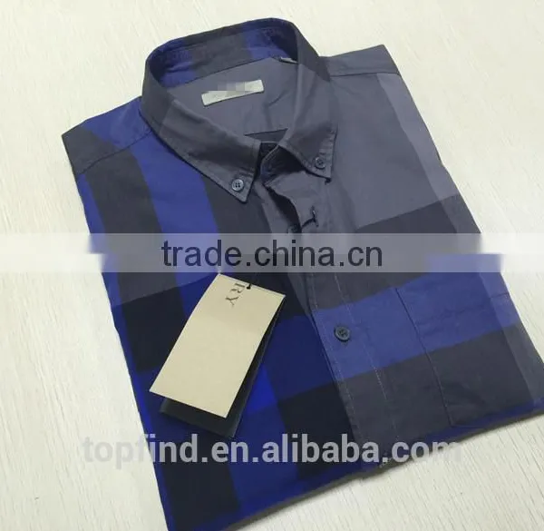 100% Cotton Big Check Round Bottom Men Casual Check Shirt With Buttom Down Collar photo-2