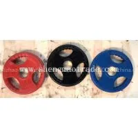 Tri Grip Rubber Coated Olympic Barbell Plate Weight Lifting Plate