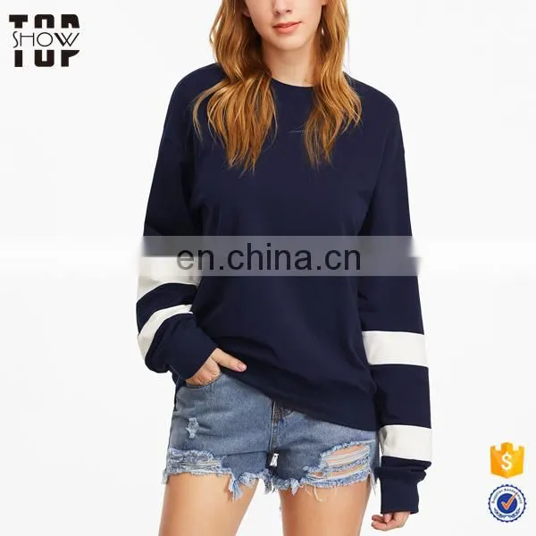 New Design Sweatshirt Custom Drop Shoulder Striped Sleeve High Quality Sweatshirts