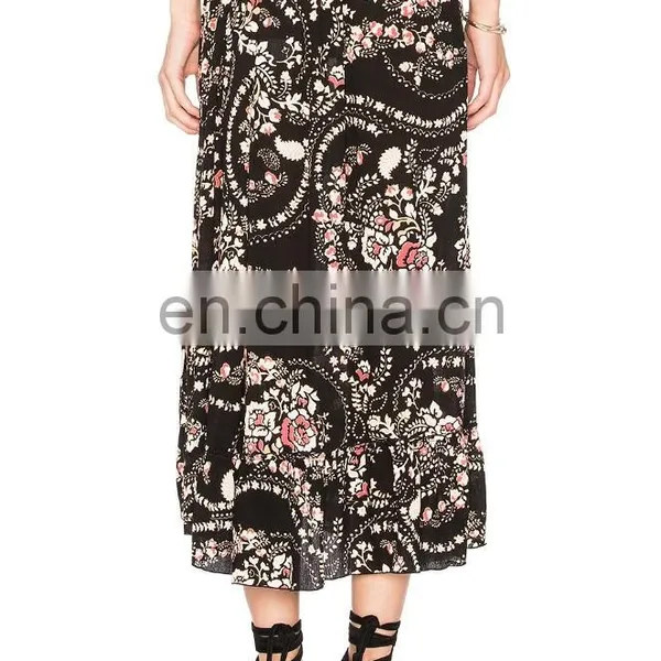 Hot Sale Sexy Ladies Hawaiian Floral Printing Skirt With Side Split photo-3