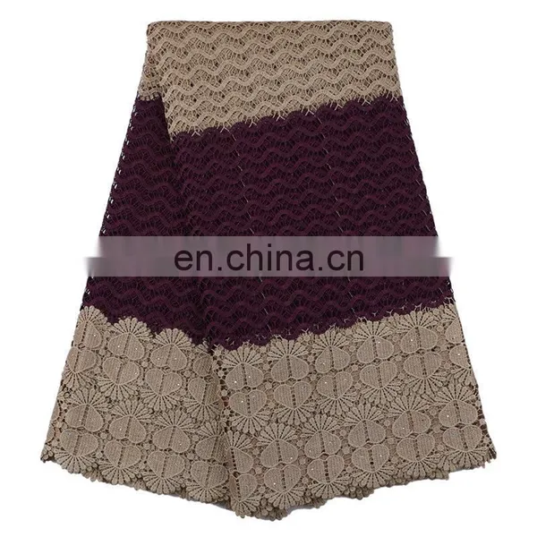 New Arrival African Lace Fabrics High Quality Cord Guipure Lace Fabric Women Nigerian Water Soluble Lace Fabric With Beads photo-5
