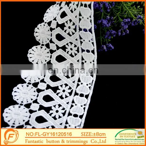 Flower Trimming Laces And Waves White Lace Fabric Wholesale Tassels photo-2