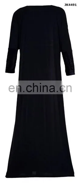 Black Color Long Abaya Burkha / Latest 2017 Lycra Stretchable Abaya With Chiffon Dupatta (dubai Abaya 2017) photo-2