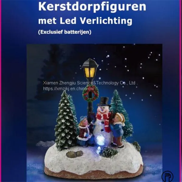 4'' B/O LED Snowman With Tree Scene,x'mas Tree Scene,choir Scene Play Snowman Polyresin Christmas House Decoration photo-2