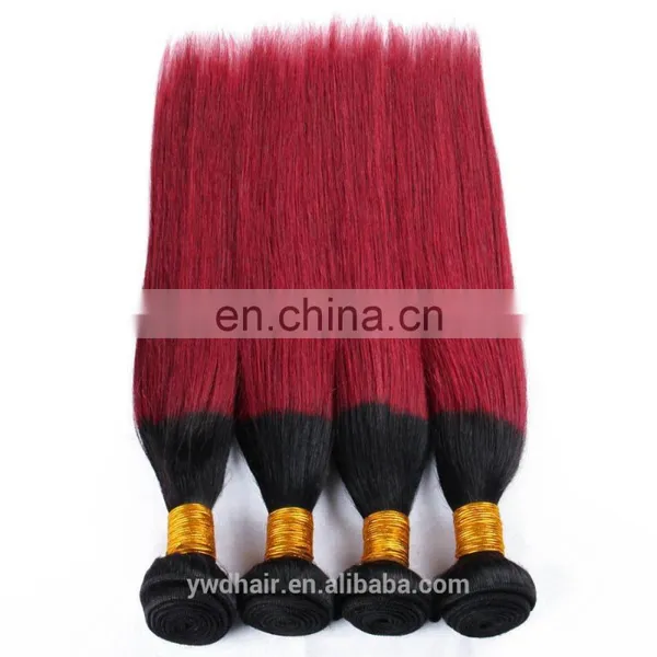 Ombre Brazilian Virgin Hair Straight Burgundy Brazilian Hair Weave Bundles photo-3