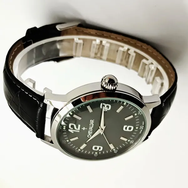 Stainless Steel Fashion Gents Watches Water Resistance Genuine Leather Quartz Man Watch photo-3