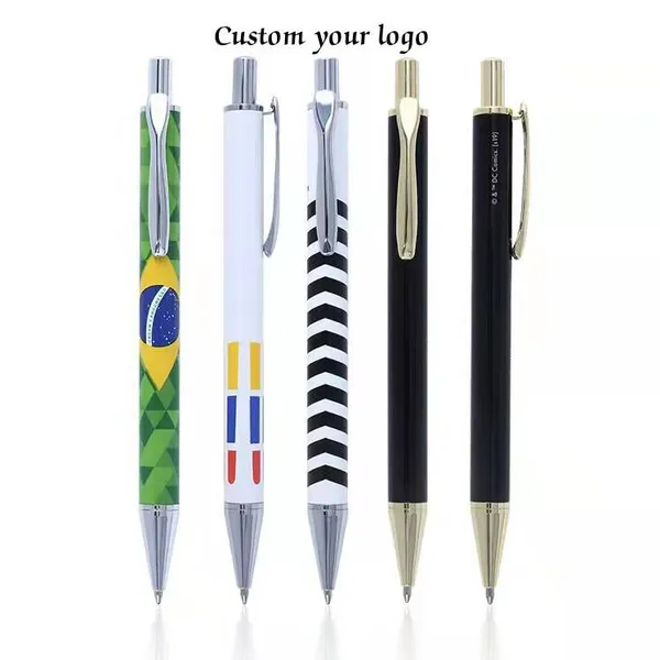 Twist Actional Hotel Pen Full Color Printed Promotional Metal Ballpoint Pen,click Metal Aluminum Pen