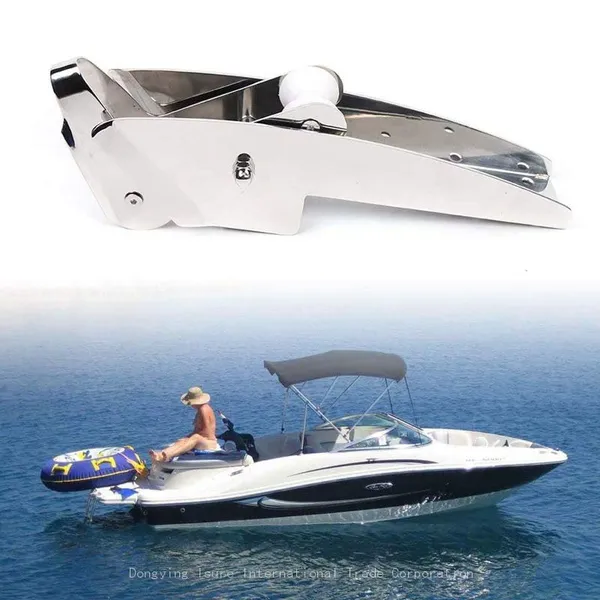ISURE MARINE AISI 316 Stainless Steel Hinged Self-Launching Bow Anchor Roller With Pivoting Dual-Roller 16.5'' for Marine Yacht Docking Accessories photo-4
