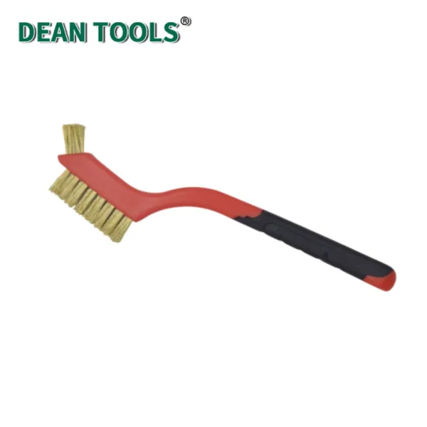Non-Sparking Brush,Bent Handle Dual-Sided Heads Wire Brush With Soft Grip Handle Double-Ended Cleaning Brush photo-3