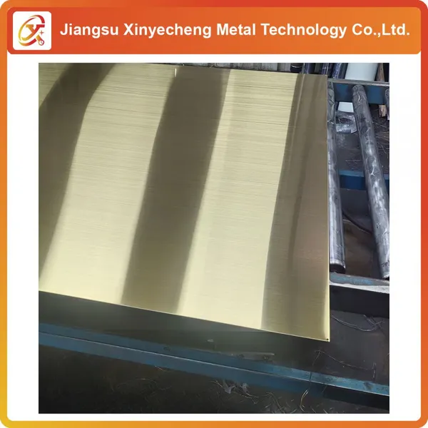 Hairline Gold Color Stainless Steel Sheet PVD Ti-Coated 1219x2438mm for Wall Panels and Elevator Decoration