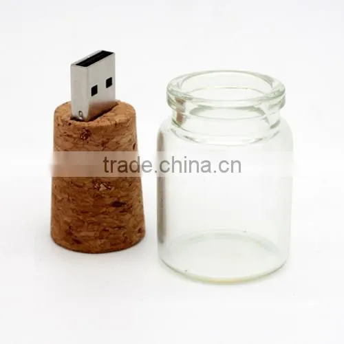 Wholesale 2GB / 4GB / 8GB / 16GB Wooden Glass Drift Bottle USB Flash Drive With Gift Box Supplier's Choice