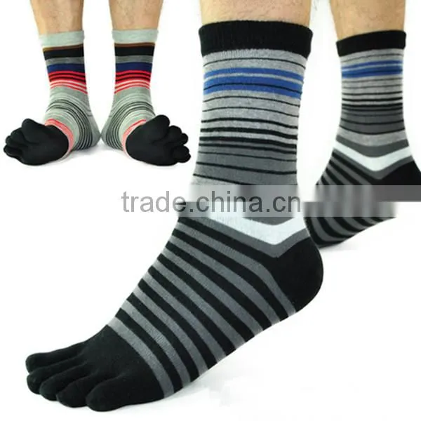 High quality winter five toe strip cotton lycra socks