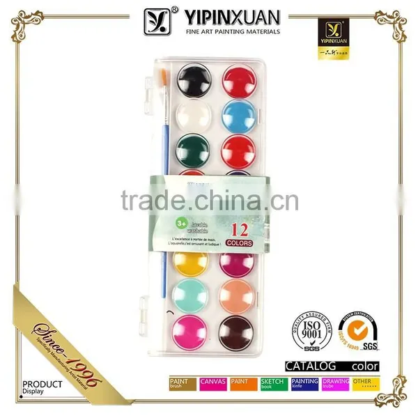China Hot Selling High Quality 12Colors Dry Water Color Paint Set For Kids With Brush photo-4