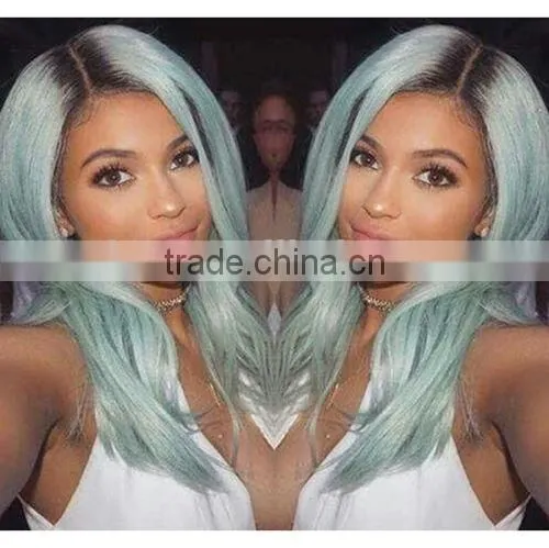 Heat Resistant Lace Front Wig Synthetic Body Wavy Ombre Color 1B Gray Lavender photo-4