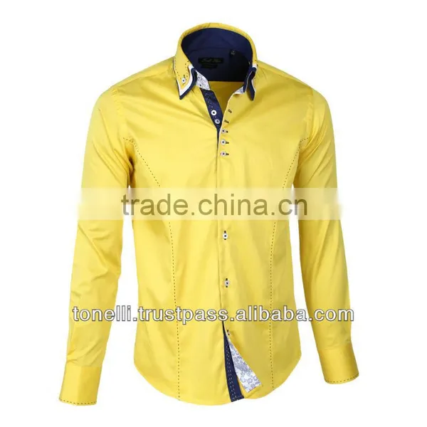 Yellow High Collar Yellow Dress Shirts - Free DHL Express Shipping