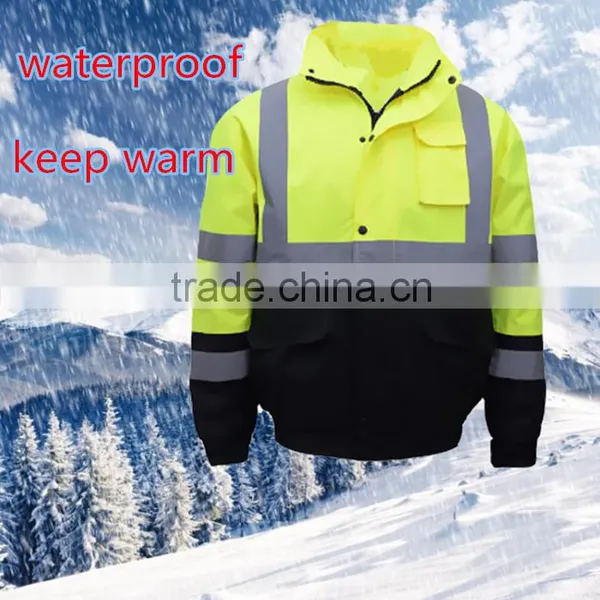Yellow High Visibility Reflective Warm Windproof Waterproof Winter Riding Jacket photo-2