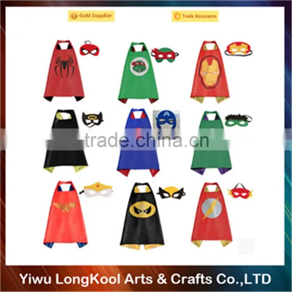 2016 Best Selling Kids Cape Dresses Cosplay Super Hero Cape and Mask