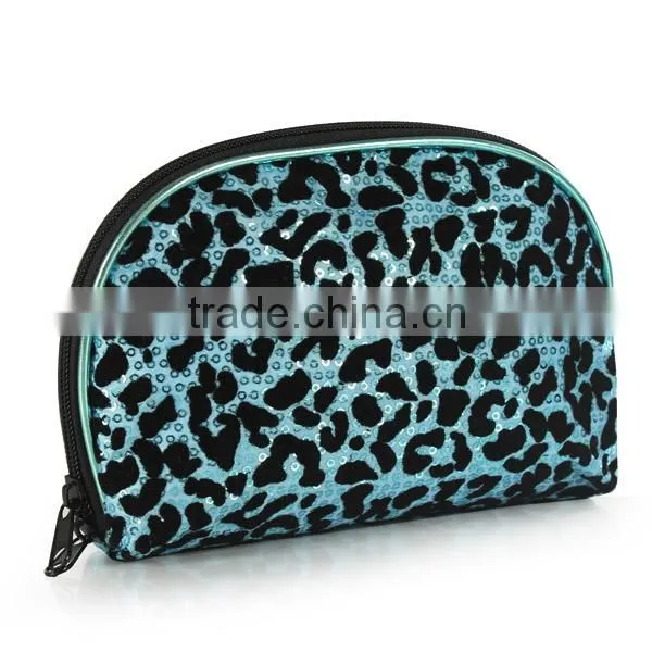 Glitter Sequins cosmetic bag with piping