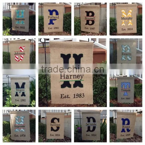 Monogrammed Garden Yard Burlap Flags Blank Embroidered Cheap Wholesale Flags photo-2
