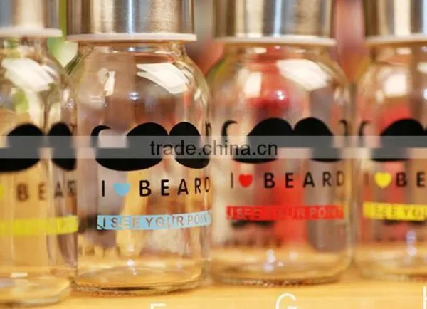 Pattern Colored Glass Drinking Bottles With ScrewMetal Lids photo-3