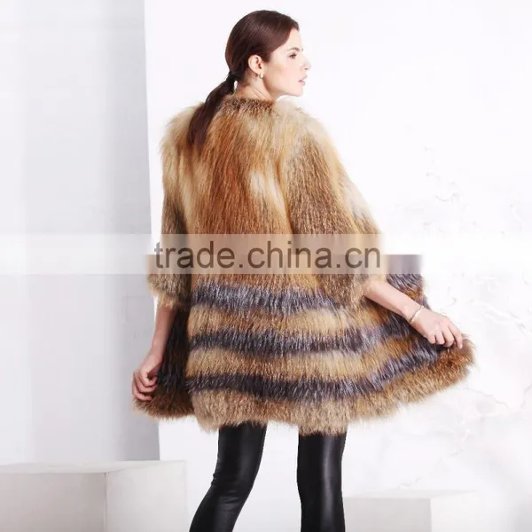 Fashion Ladies Knitted Fox Fur Coat photo-5