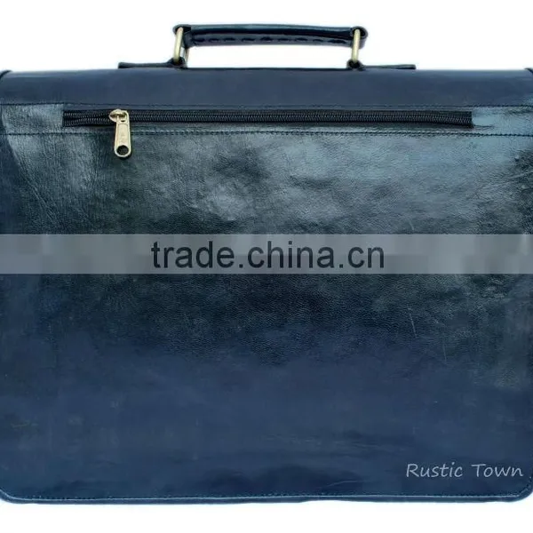 Formal Black Pure Goat Leather Bags Handcrafted Office Bags for Men photo-2