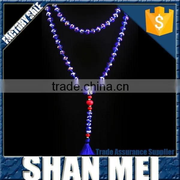 Fashion Necklace Double Layer Wood Beads Chain Necklace With Fluorescent Green Tassel photo-5