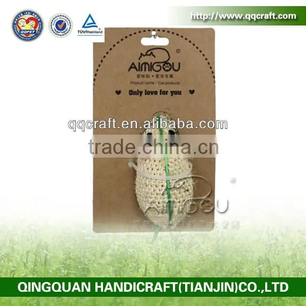 QQ Pet Factory Cat Toy Sisal Scratch With Colorful Feather Sisal Ball Cat Toy photo-4
