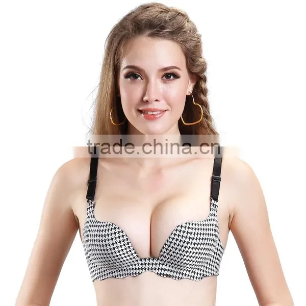 Black and White Printing One Piece Laser Cut Bra