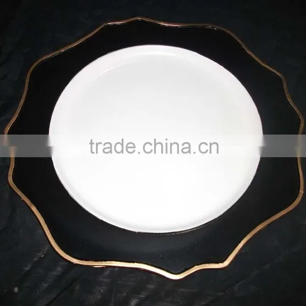 Black Charger Plate With Gold Rim