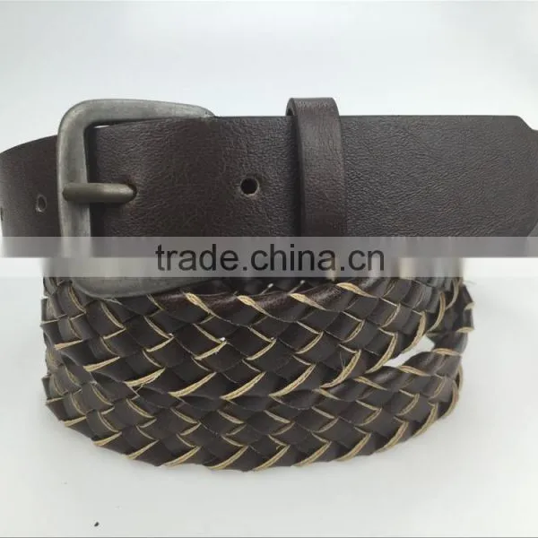 Hot Selling Brown Handmade Mens Women Woven Braided Leather Waist Belts