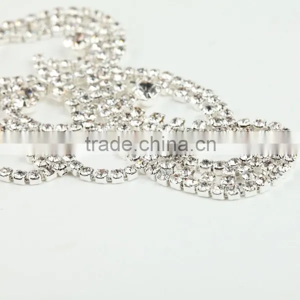 Wholesale Charming Crystal Silver Lady Rhinestone Lace Motif Sewed on Wedding Dress photo-5