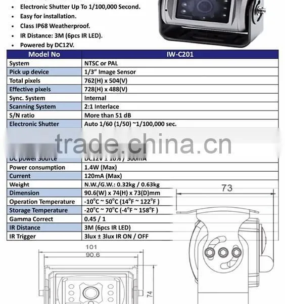 120 Degrees hd Waterproof Car Rear View 170 Degree Third Brake Light Rear View Reversing Camera 3rd Brake Lights Backup Camera photo-3