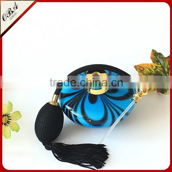 High-grade 100ML Blue Pattern Glass Bottle of Fine Tall Airbag Nozzle Perfume Bottle photo-5
