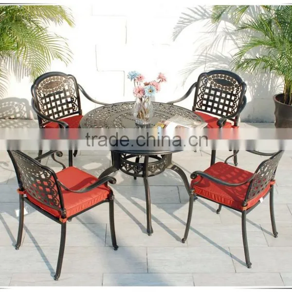 2016 New Design Outdoor Cast Aluminum Garden Dining Set Round Table With Cushion photo-2