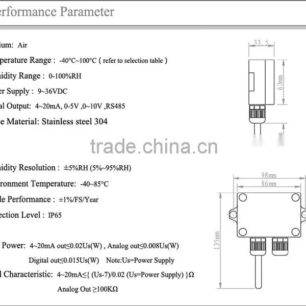 TTS-CWM15 Wall-mounted Air Temperature Sensor/transducer /transmitter PT100 Thermal Resistance photo-2