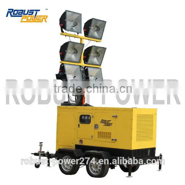 Heavy Duty 150m Lighting Coverage Radius Hydraulic Mast Mobile Tower Numbers of Lamps,power of Lamp and Genset Customized photo-2