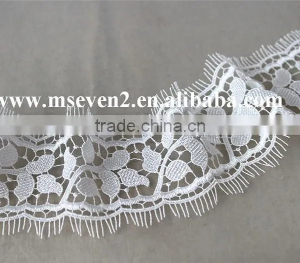 6cm Width High Quality 100% Polyester White Color Lace Trim Eyelash Lace Trim African Lace Embroidery Fabric for Wedding Dress photo-4