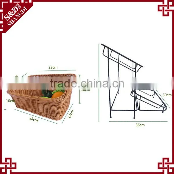 Amazing Supermarket or Store Used Fruit & Bread Rack With 2 Tier Rattan Baskets Delicate Food Display photo-6