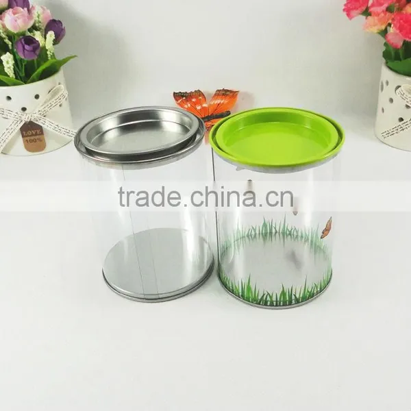 Round Tin Lid Pvc Canister Set Plastic Canister