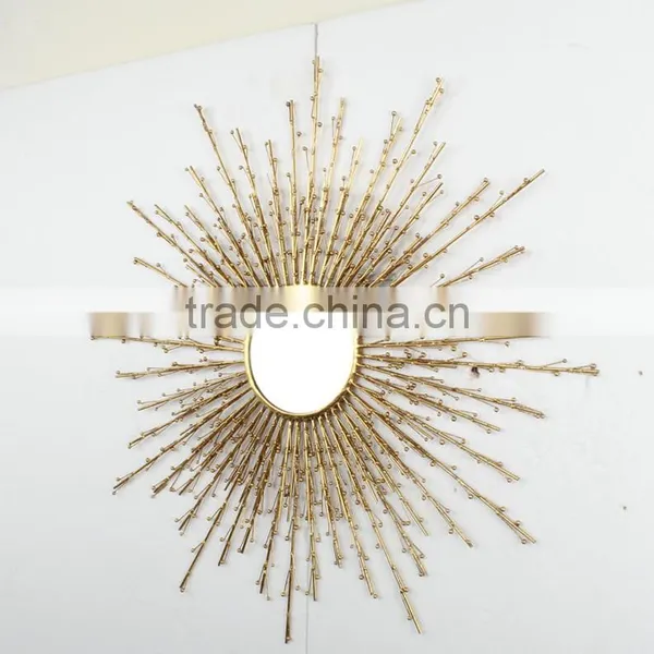 Gold Mirror Hammered Metal Frame Mirror photo-5