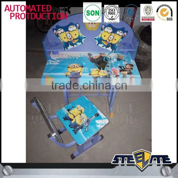Nursery School Furniture Children Desk and Chair Study Table for Kids Cartoon Picture Metal Kid Table photo-4
