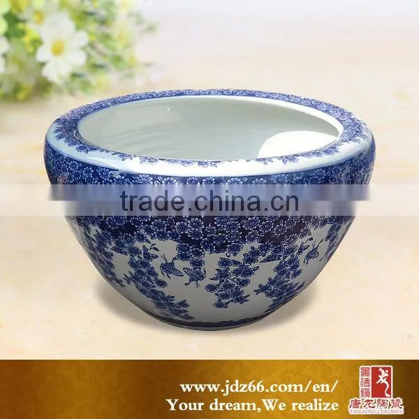 Blue and White Ceramic Flower Pot