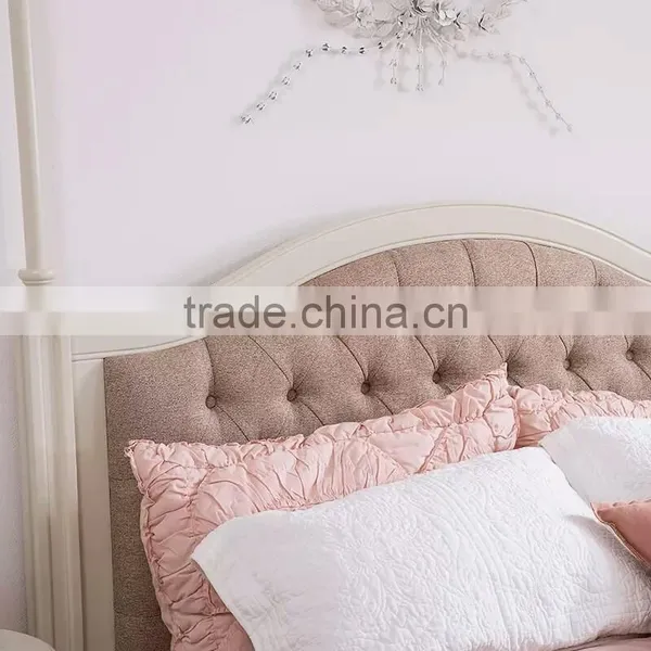 Princess Wonderland Luxury European Style Solid Wood Tufted Bed With Pure White Poster and Canopy BF11-02274e photo-4