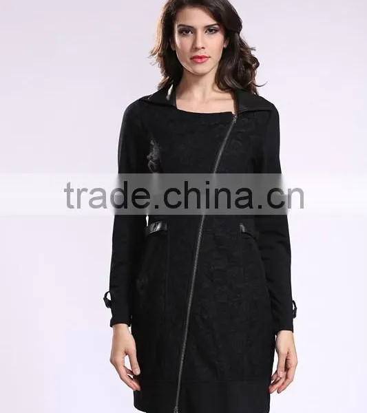 2014 New Fashion Ladies' Long Coat Asymmetrical Zipper Design Women Winter Overcoat photo-2