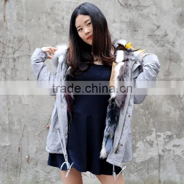 CX-G-P-05J Fox Fur Lining Raccoon Fur Collar Women Winter Fur Parka photo-4