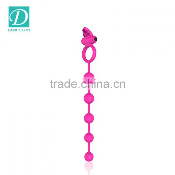 New Sex Products Vibrating Cockring Brush Rocking Long Anal Bead Butt Plug photo-2