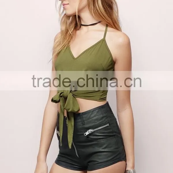 Crop Tops Halter Ladies Crop Top Front Tie Tank Top for Women Wholesale photo-4